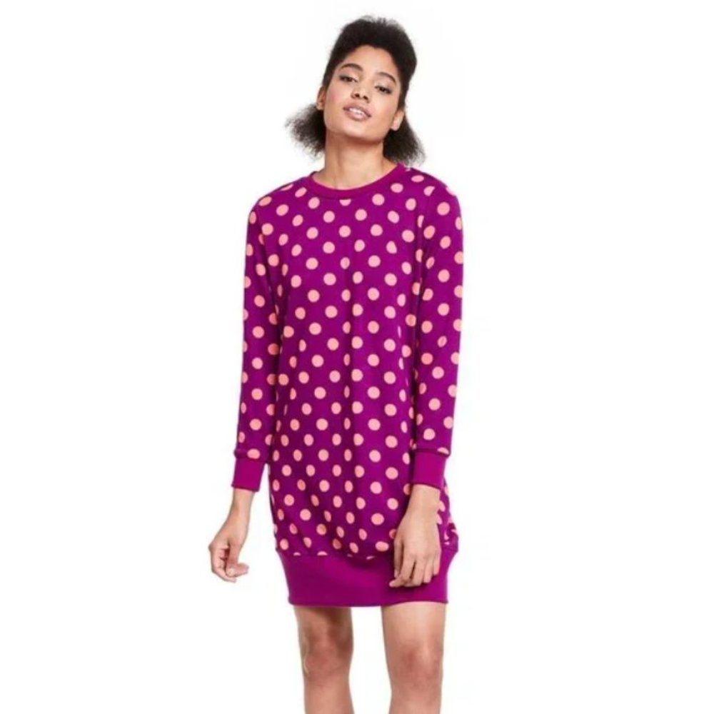Victor Glemaud x Target Purple & Pink Polka dot Long-sleeve Tunic Dress XS/S